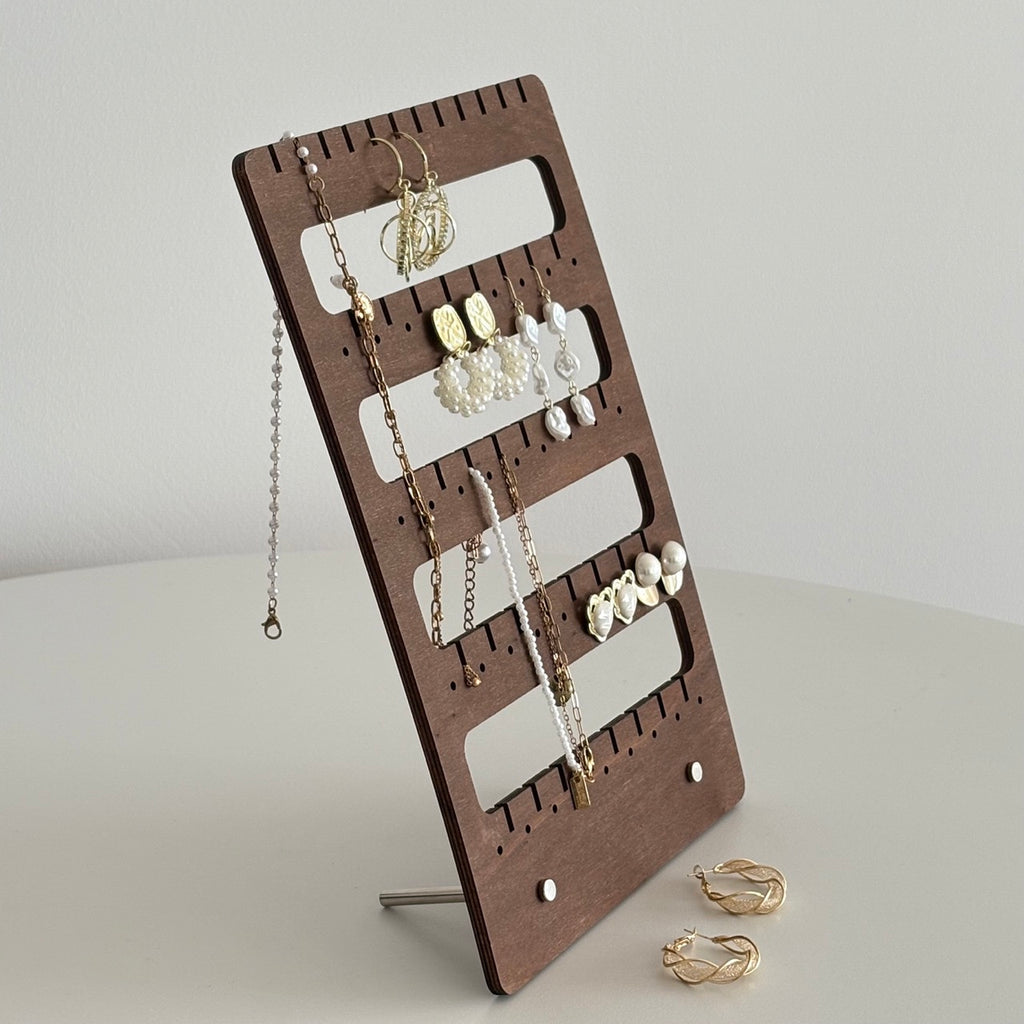 5 layer walnut necklace stand