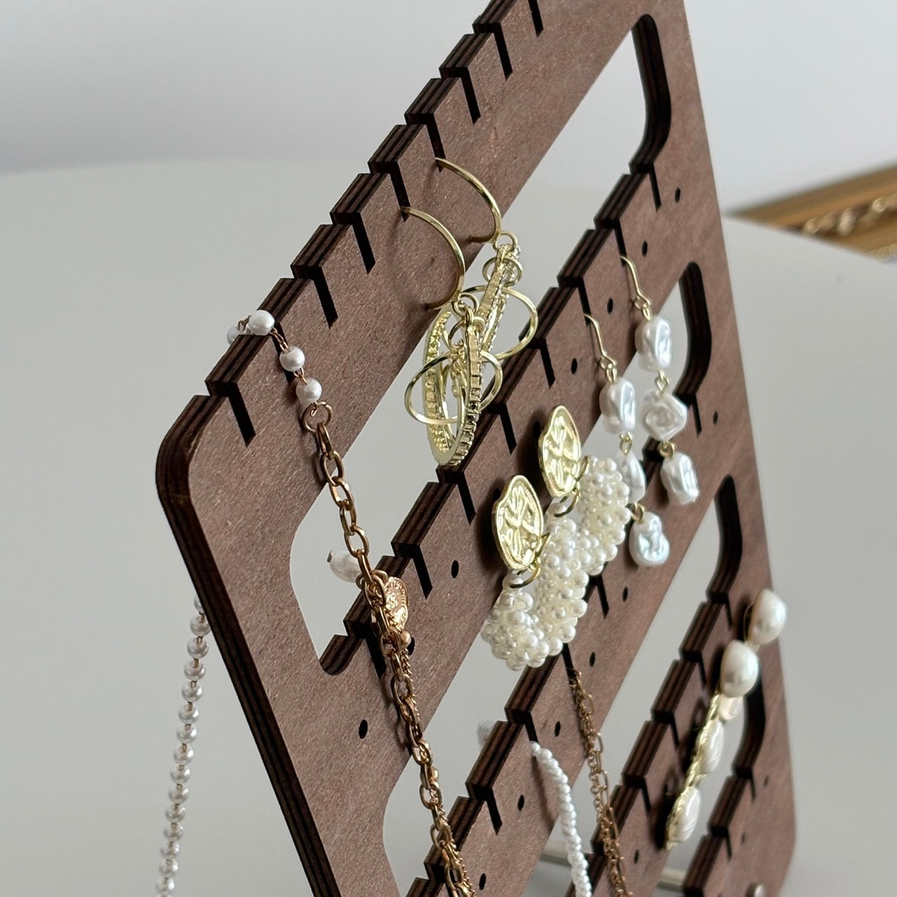 5 layer walnut necklace stand