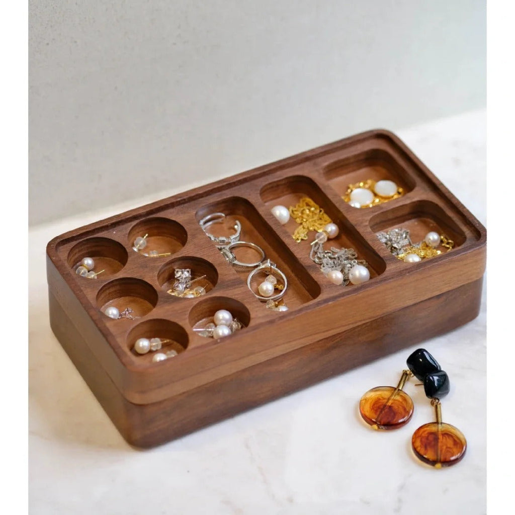 2 layer small walnut jewelry box