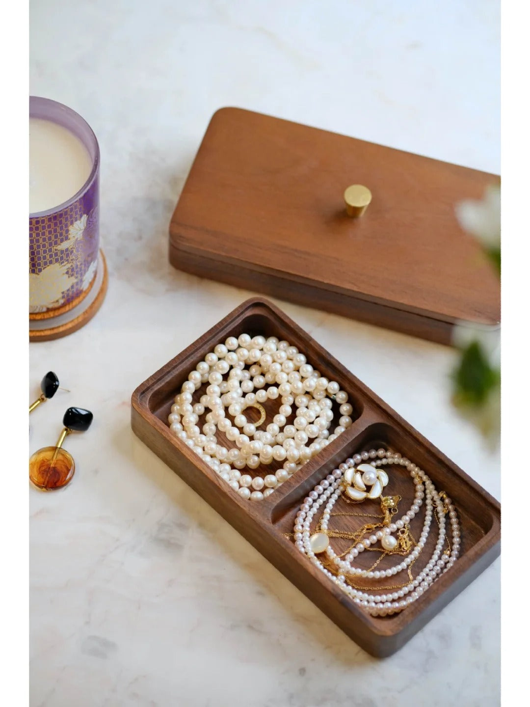 2 layer small walnut jewelry box