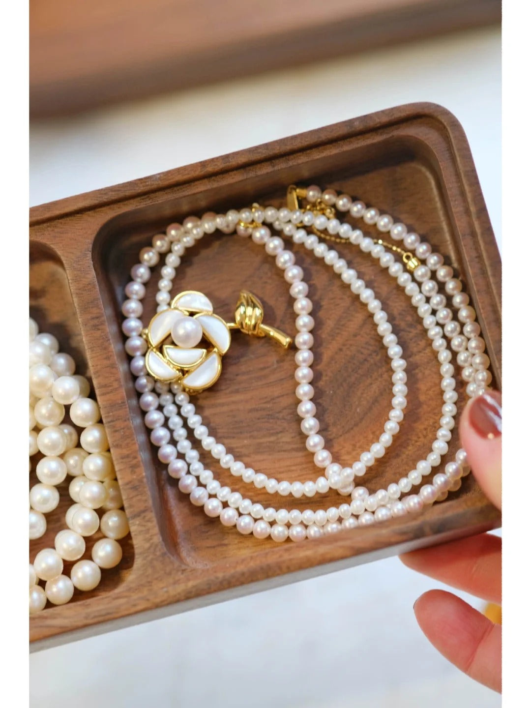 2 layer small walnut jewelry box