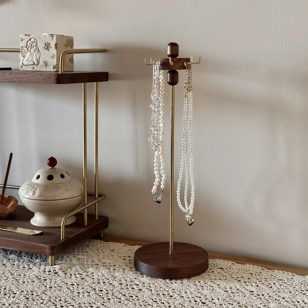 Rotating Walnut Necklace Display Stand
