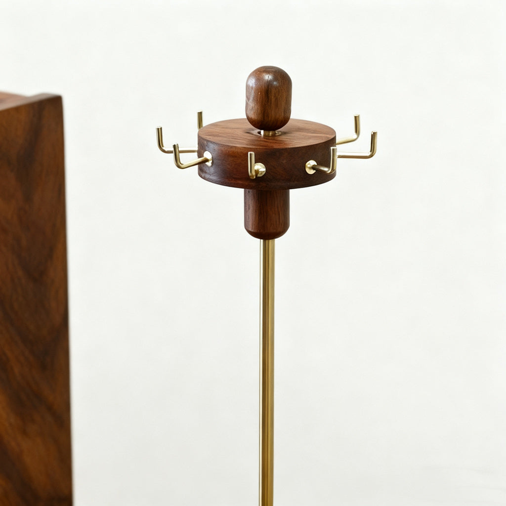 Rotating Walnut Necklace Display Stand