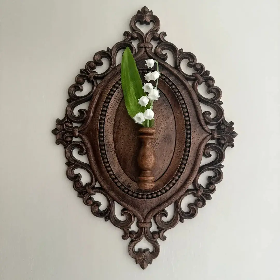 retro wooden mini wall vase decor