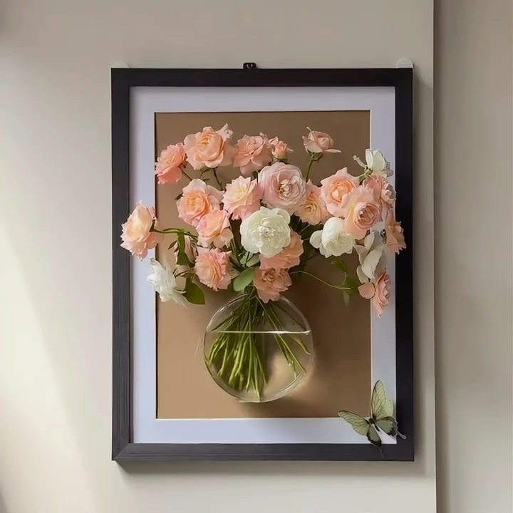 framed vase on wall,wall decor